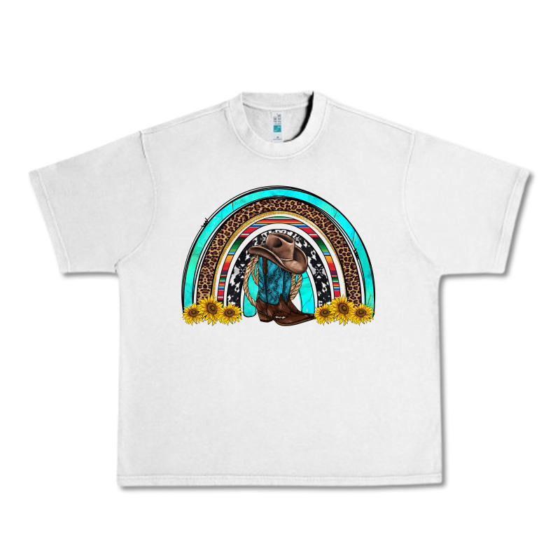 Western Cowboy Boots Sunflowers Rainbow Urban Heavy Tee by RanaPortraitStore | Teevron