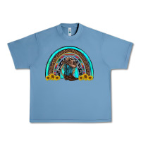 Pebble Blue western cowboy boots sunflowers rainbow Urban Heavy Tee - RanaPortraitStore