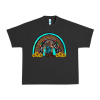 Pigment Black western cowboy boots sunflowers rainbow Urban Heavy Tee - RanaPortraitStore