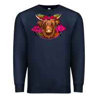 Navy halloween highland cow horseshoe Premium Sweatshirt - Jasminsmagicworld