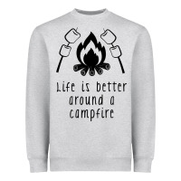 Heather Grey life is better around a campfire Heavyweight Sweatshirt - Unal Design