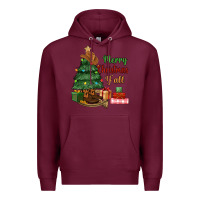 Burgundy merry christmas y'all Premium Hoodie - MaliasSmallBusiness