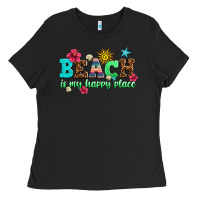 Black beach is my happy place Ladies Tee - AdoDesignShop