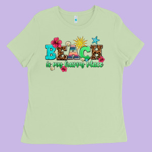 Beach Is My Happy Place Ladies Tee Designed By Adodesignshop