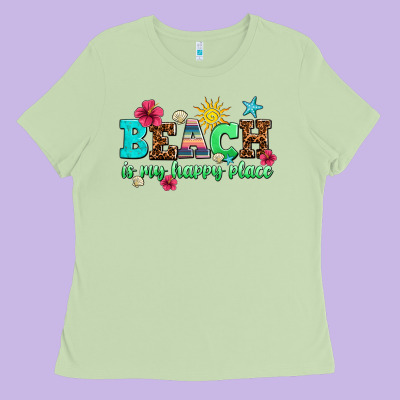 Beach Is My Happy Place Ladies Tee Designed By Adodesignshop