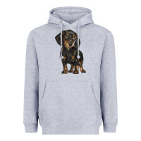 Heather Grey dachshund Heavyweight Hoodie - BarkalooDesign
