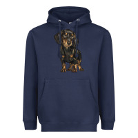 Navy dachshund Heavyweight Hoodie - BarkalooDesign