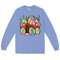 Colony Blue Easter eggs with basket Easter Day Long Sleeve Tee - Neo Western