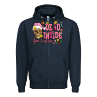 Navy dead inside but festive Zipper Hoodie - AdoDesignShop