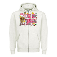 Oatmeal Heather dead inside but festive Zipper Hoodie - AdoDesignShop