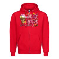 Red dead inside but festive Zipper Hoodie - AdoDesignShop
