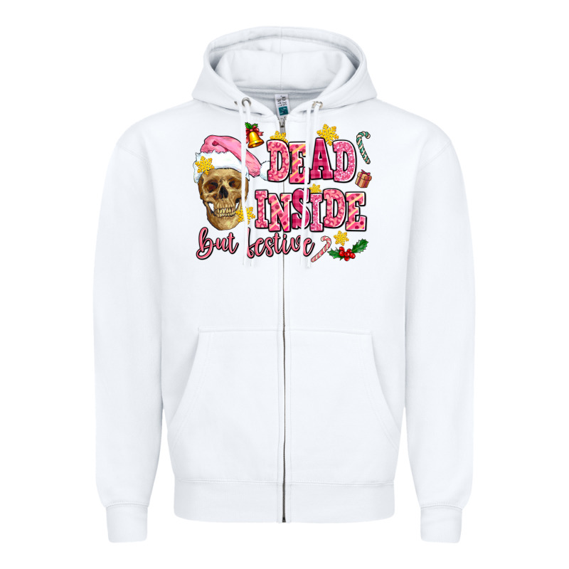 Dead Inside But Festive Zipper Hoodie by AdoDesignShop | Teevron