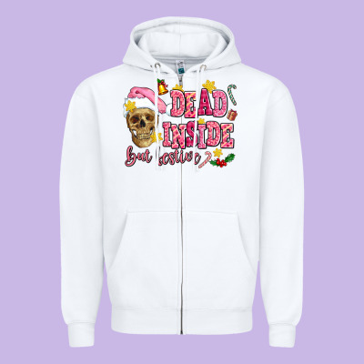 Dead Inside But Festive Zipper Hoodie Designed By Adodesignshop
