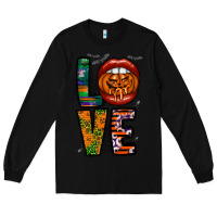 Black Love Halloween Lips Long Sleeve Tee - CowhideDigitalArt