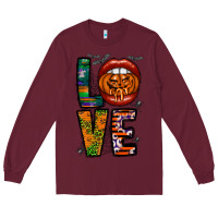 Burgundy Love Halloween Lips Long Sleeve Tee - CowhideDigitalArt