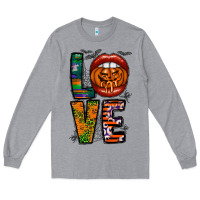 Heather Grey Love Halloween Lips Long Sleeve Tee - CowhideDigitalArt