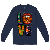 Navy Love Halloween Lips Long Sleeve Tee - CowhideDigitalArt