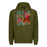 Army Green just a girl who loves chickens Premium Hoodie - NancyCooperArtShop