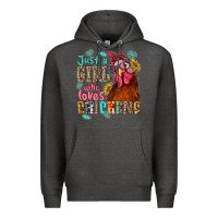 Charcoal Heather just a girl who loves chickens Premium Hoodie - NancyCooperArtShop
