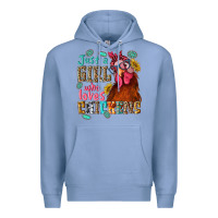 Colony Blue just a girl who loves chickens Premium Hoodie - NancyCooperArtShop