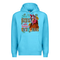 Ocean Blue just a girl who loves chickens Premium Hoodie - NancyCooperArtShop