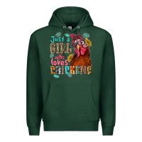 Sports Green just a girl who loves chickens Premium Hoodie - NancyCooperArtShop