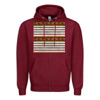 Burgundy christmas mistletoe and stripes seamless pattern Zipper Hoodie - BundleAndBundleShop
