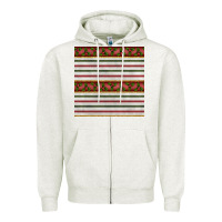 Oatmeal Heather christmas mistletoe and stripes seamless pattern Zipper Hoodie - BundleAndBundleShop