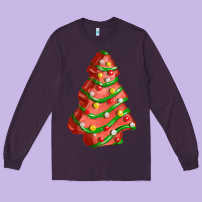Red Christmas Cake Fa Element Long Sleeve Tee Designed By Fadigitalartstudio