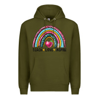 Army Green rainbow teach love inspire Premium Hoodie - NancyCooperArtShop