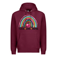 Burgundy rainbow teach love inspire Premium Hoodie - NancyCooperArtShop