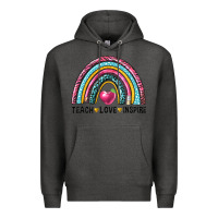 Charcoal Heather rainbow teach love inspire Premium Hoodie - NancyCooperArtShop
