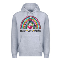 Heather Grey rainbow teach love inspire Premium Hoodie - NancyCooperArtShop