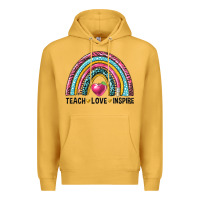 Mustard rainbow teach love inspire Premium Hoodie - NancyCooperArtShop