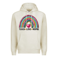 Oatmeal Heather rainbow teach love inspire Premium Hoodie - NancyCooperArtShop