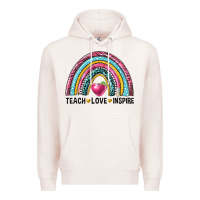 Pale Pink rainbow teach love inspire Premium Hoodie - NancyCooperArtShop