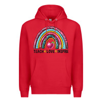 Red rainbow teach love inspire Premium Hoodie - NancyCooperArtShop