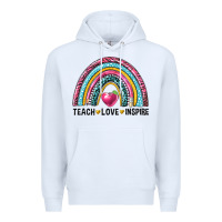 White rainbow teach love inspire Premium Hoodie - NancyCooperArtShop