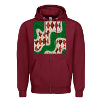 Burgundy christmas diamond plaid and green glitter seamless pattern Zipper Hoodie - BundleAndBundleShop