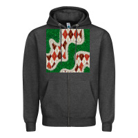 Charcoal Heather christmas diamond plaid and green glitter seamless pattern Zipper Hoodie - BundleAndBundleShop
