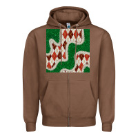 Chestnut christmas diamond plaid and green glitter seamless pattern Zipper Hoodie - BundleAndBundleShop