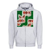 Heather Grey christmas diamond plaid and green glitter seamless pattern Zipper Hoodie - BundleAndBundleShop