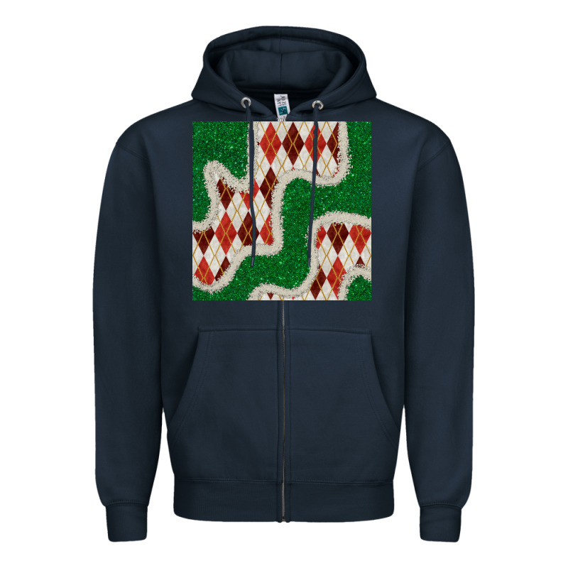 Christmas Diamond Plaid And Green Glitter Seamless Pattern Zipper Hoodie by BundleAndBundleShop | Teevron