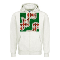 Oatmeal Heather christmas diamond plaid and green glitter seamless pattern Zipper Hoodie - BundleAndBundleShop