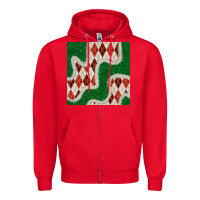 Red christmas diamond plaid and green glitter seamless pattern Zipper Hoodie - BundleAndBundleShop