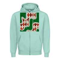 Seafoam christmas diamond plaid and green glitter seamless pattern Zipper Hoodie - BundleAndBundleShop