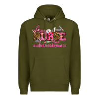 Army Green nurse with valentines day element Premium Hoodie - AdoDesignShop