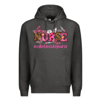 Charcoal Heather nurse with valentines day element Premium Hoodie - AdoDesignShop