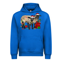 Cobalt Christmas Suffolk Sheep And Baby Suffolk Sheep Urban Hoodie - LillyAllenDesigns