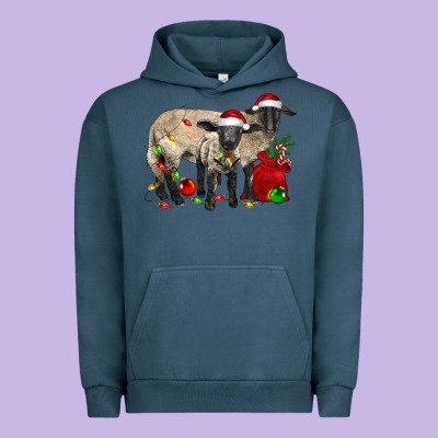 Christmas Suffolk Sheep And Baby Suffolk Sheep Urban Hoodie Designed By Lillyallendesigns